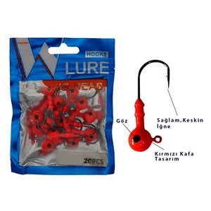 PortFish JigHead 10GR Kırmızı Pcs:20