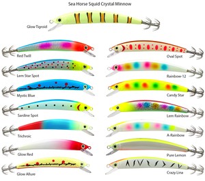  Sea Horse Squid Crystal Minnow115mm 23g Oval Spot
