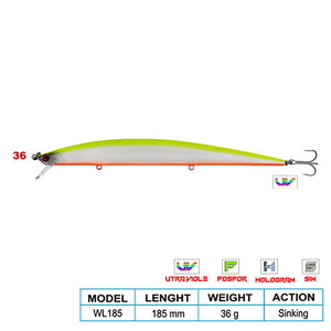 Wily SUPER STAR CL:36 185mm 36gr (Sinking)